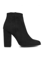 DeeZee Botki BM-9075 Czarny. Czarne botki damskie DeeZee, bez wzorów, z materiału, bez obcasa, na słupku, bez zapięcia. Za 199.99 zł.