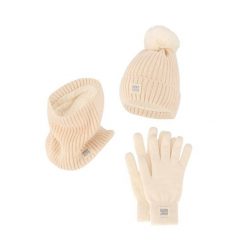 Damski Zimowy Zestaw Termiczny - Czapka + Rękawiczki + Komin - Złamana Biel. Białe czapki damskie HEAT KEEPER, na zimę, bez wzorów, z poliesteru, sportowe. W wyprzedaży za 177.72 zł.