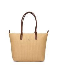 Tommy Hilfiger Torebka Popette Tote Raffia AW0AW18528 Beżowy. Brązowe shopperki damskie Tommy Hilfiger, bez wzorów, z syntetyku, bez dodatków. Za 489.99 zł.