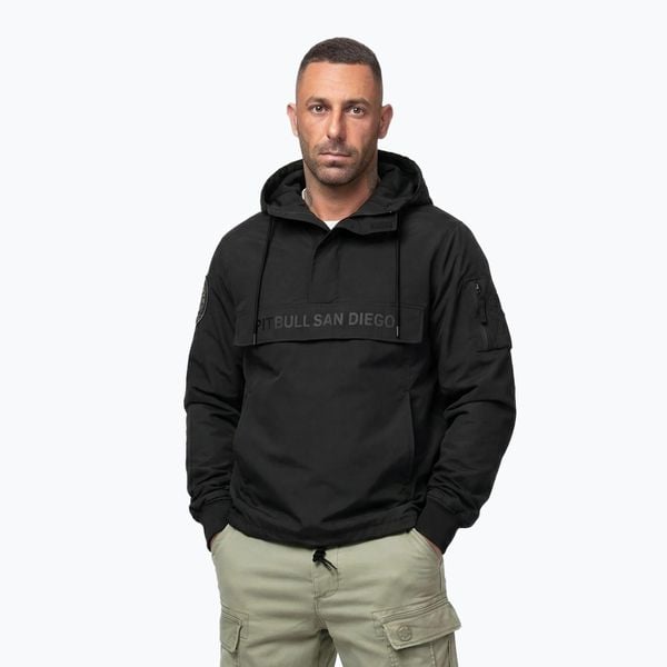 Kurtka męska Pitbull Meandro Kangaroo. Czarne kurtki męskie PITBULL, m, bez wzorów, z materiału, eleganckie, bez kaptura. Za 339.99 zł.