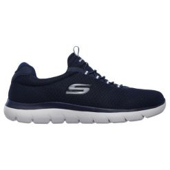 Buty sportowe Sneakersy męskie, Skechers Summits. Niebieskie buty sportowe męskie Skechers, bez wzorów, z materiału, bez zapięcia, trekkingowe. Za 269.99 zł.