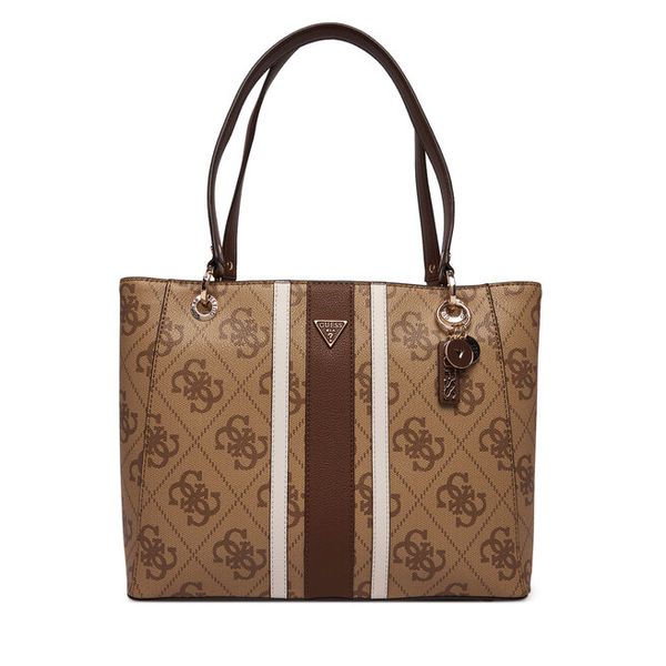 Torebka Guess. Brązowe shopperki damskie Guess, z aplikacjami, bez dodatków. Za 407.99 zł.