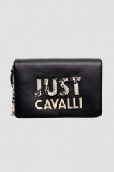 JUST CAVALLI Czarna torebka C Cut Out Logo. Czarne torebki do ręki damskie Just Cavalli, bez wzorów, bez dodatków. W wyprzedaży za 399.99 zł.