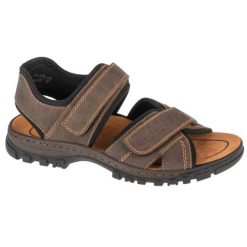 Sandały Rieker Sandals 25051-27 brązowe. Brązowe sandały męskie na lato, bez wzorów, z gumy, bez zapięcia. W wyprzedaży za 386.47 zł.