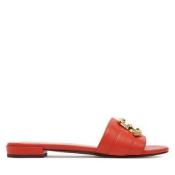 Klapki Coccinelle. Czerwone klapki damskie Coccinelle, bez wzorów, bez obcasa, bez zapięcia. Za 549.99 zł.