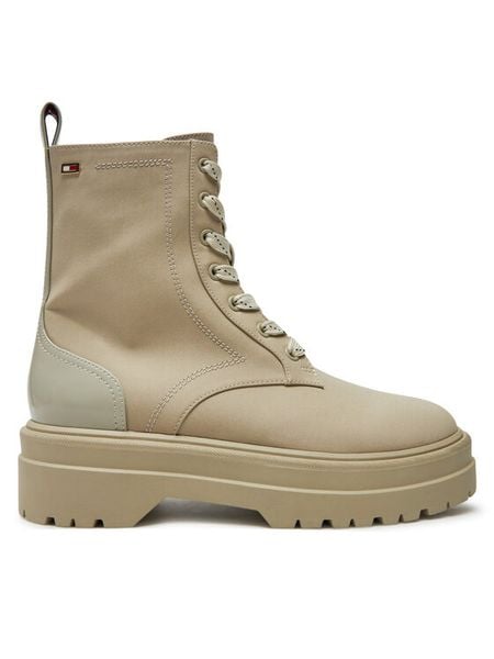 Tommy Hilfiger Trapery Flag Ventile Lace Up Boot FW0FW08287 Beżowy. Brązowe trapery damskie Tommy Hilfiger, z materiału, bez zapięcia. Za 439.99 zł.