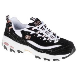 Buty sportowe Sneakersy damskie, Skechers D'Lites Devoted Fan. Czarne obuwie sportowe damskie Skechers, bez wzorów, bez zapięcia, trekkingowe. Za 321.31 zł.