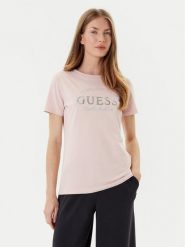 Guess T-Shirt V5YI12 J1314 Różowy Regular Fit. Czerwone t-shirty damskie Guess, m, z aplikacjami, z bawełny, bez kołnierzyka, bez ramiączek. Za 119.99 zł.