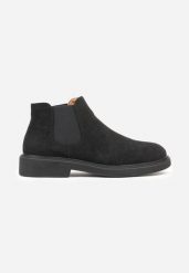 Czarne Botki Typu Sztyblety Fezorra. Czarne botki męskie Born2be, bez wzorów, z jeansu, eleganckie, bez obcasa, bez zapięcia. Za 129.99 zł.