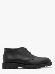 Czarne, męskie trzewiki w stylu casual JAKOBE. Czarne botki męskie Ryłko, bez wzorów, ze skóry, casualowe, bez obcasa, bez zapięcia. Za 479.99 zł.