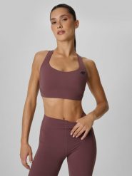 4F Biustonosz treningowy ze średnim wsparciem damski - brązowy L. Brązowe bielizna sportowa damska 4F, l, bez wzorów, z gumy. Za 179.99 zł.