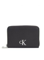 Calvin Klein Jeans Portfel Minimal Monogram M Zip Around T K60K611970 Czarny. Czarne portfele damskie Calvin Klein Jeans, z jeansu. Za 229.99 zł.