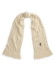 Polo Ralph Lauren Szalik 455P18119003 Kremowy. Białe rękawiczki damskie Polo Ralph Lauren, bez wzorów, z wełny. Za 599.99 zł.