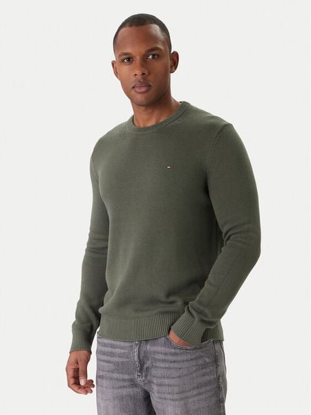 Tommy Jeans Sweter DM0DM21787 Zielony Regular Fit. Zielone swetry męskie Tommy Jeans, m, bez wzorów, z bawełny, bez kołnierzyka, bez ramiączek. Za 249.99 zł.