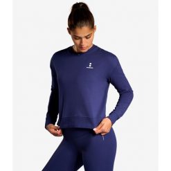 Bluza sportowa damska ekologiczna. Niebieskie bluzy damskie NORDICDOTS, l, bez wzorów, z bawełny, sportowe, bez ramiączek, bez kaptura. Za 275.00 zł.