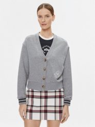 Tommy Hilfiger Kardigan Varsity WW0WW39141 Szary Regular Fit. Szare kardigany damskie Tommy Hilfiger, s, bez wzorów, z bawełny, bez kołnierzyka. Za 409.99 zł.