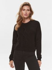 Liu Jo Sweter MF3005 MA51I Czarny Regular Fit. Czarne swetry nierozpinane damskie Liu Jo, xs, bez wzorów, z syntetyku, bez kołnierzyka, bez ramiączek. Za 699.99 zł.