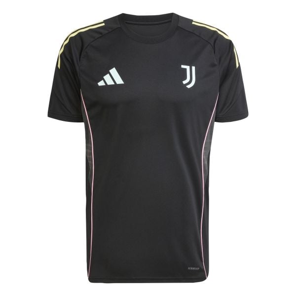 Koszulka treningowa Juventus Turyn 2025/26. Czarne koszulki sportowe męskie Adidas, bez wzorów, bez ramiączek, do piłki nożnej. Za 260.43 zł.