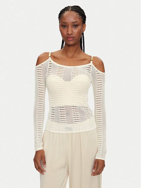 Marciano Guess Sweter 5GGR10 5869Z Écru Regular Fit. Swetry nierozpinane damskie Marciano Guess, l, z aplikacjami, z wiskozy, bez kołnierzyka, bez ramiączek. Za 309.99 zł.