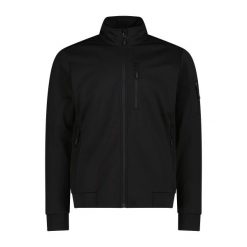 Lekka softshellowa kurtka w żakardzie CMP. Czarne kurtki męskie CMP, na jesień, m, bez wzorów, z materiału, bez kaptura. Za 387.05 zł.