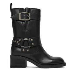 Botki G-Star Raw. Czarne botki damskie G-Star Raw, bez wzorów, retro, bez obcasa, na słupku, bez zapięcia. Za 309.99 zł.