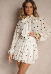 Beżowa Sukienka o Rozkloszowanym Kroju z Nietoperzowymi Rękawami i Wiązaniem Mironaria. Brązowe sukienki damskie Renee, na co dzień, m, bez wzorów, eleganckie, bez kołnierzyka, bez ramiączek, mini, kopertowe. Za 159.99 zł.