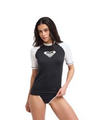 Koszulka rash vest z krótkim rękawem damska THE RETRO ESSENTIALS. Szare stroje kąpielowe damskie Roxy, s, bez wzorów, z elastanu. Za 139.99 zł.