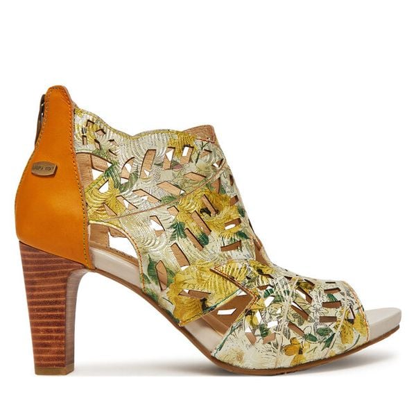 Sandały Laura Vita. Żółte sandały damskie Laura Vita, bez wzorów, bez obcasa, na słupku, bez zapięcia. Za 379.99 zł.