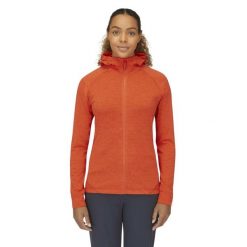 Bluza z kapturem damska Rab Nexus Hoody z kapturem. Zielone bluzy damskie RAB, bez wzorów, bez ramiączek, z kapturem. Za 314.99 zł.