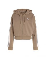 Bluza Adidas Sport W 3S Ft Fz Hd Damskie. Brązowe bluzy damskie Adidas, s, bez wzorów, z bawełny, sportowe, bez ramiączek, z kapturem. Za 323.99 zł.