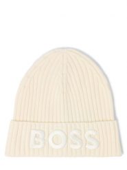 BOSS czapka z dzianiny wykonana z wełny dziewiczej - Lara Kobiety wełna ze strzyży żółty, ONE SIZE. Żółte czapki damskie Boss, na zimę, bez wzorów, z dzianiny. Za 279.95 zł.