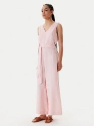 United Colors Of Benetton Kombinezon 4AGHDT00E Różowy Wide Leg. Czerwone sukienki damskie United Colors Of Benetton, s, bez wzorów, ze lnu, bez kołnierzyka, bez ramiączek. Za 309.99 zł.
