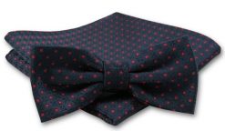 Elegancka Mucha Męska - Alties - Granat, Czerwone Akcenty. Niebieskie krawaty i muchy Alties, bez wzorów, eleganckie. Za 54.00 zł.