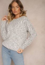 Szary Sweter z Wełną w Klasycznym Stylu Zentina. Szare swetry nierozpinane damskie Renee, na zimę, l, bez wzorów, z wełny, casualowe, bez kołnierzyka, bez ramiączek. Za 59.99 zł.