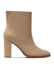 Simple Botki SL-44-02-000112 Beżowy. Brązowe botki damskie SIMPLE, bez wzorów, ze skóry, bez obcasa, na słupku, bez zapięcia. Za 469.99 zł.