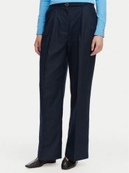 Tommy Hilfiger Spodnie materiałowe WW0WW48884 Granatowy Wide Leg. Niebieskie spodnie materiałowe damskie Tommy Hilfiger, bez wzorów, z materiału. Za 699.99 zł.