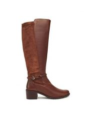 Caprice Kozaki 9-25600-43 Brązowy. Brązowe kozaki damskie Caprice, bez wzorów, ze skóry, bez obcasa, na słupku, bez zapięcia. Za 699.99 zł.