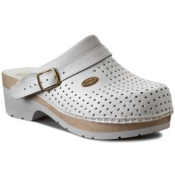 Klapki Scholl. Białe klapki damskie Scholl, bez wzorów, bez obcasa, bez zapięcia. Za 379.99 zł.