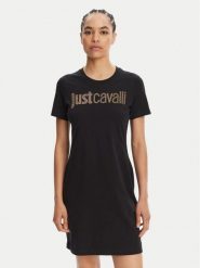 Just Cavalli Sukienka codzienna 78PAOE15 Czarny Regular Fit. Czarne sukienki damskie Just Cavalli, na co dzień, m, bez wzorów, z bawełny, bez kołnierzyka, bez ramiączek, proste. Za 429.99 zł.