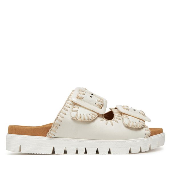 Klapki Gabor. Białe klapki damskie Gabor, bez wzorów, bez obcasa, bez zapięcia. Za 579.99 zł.