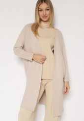 Beżowy Klasyczny Niezapinany Kardigan Elitusa. Brązowe kardigany damskie Born2be, uniwersalny, bez wzorów, z jeansu, klasyczne, bez kołnierzyka. Za 119.99 zł.