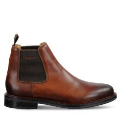 Sztyblety Gant. Brązowe botki męskie GANT, bez wzorów, bez obcasa, bez zapięcia. Za 719.99 zł.