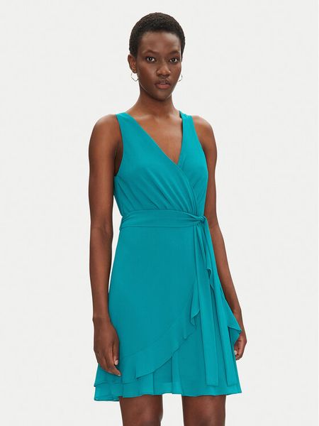 Morgan Sukienka koktajlowa 241-ROSVAL M Turkusowy Regular Fit. Niebieskie sukienki damskie Morgan, m, bez wzorów, z syntetyku, wizytowe, bez kołnierzyka, bez ramiączek. Za 169.99 zł.