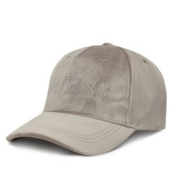 Czapka z daszkiem Guess. Szare czapki damskie Guess, z aplikacjami. Za 129.99 zł.