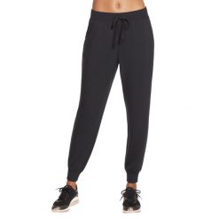 Spodnie sportowe damskie Skechers Restful Jogger Pant. Czarne obuwie sportowe damskie Skechers, bez wzorów, z elastanu, bez zapięcia, na fitness i siłownię. Za 159.99 zł.
