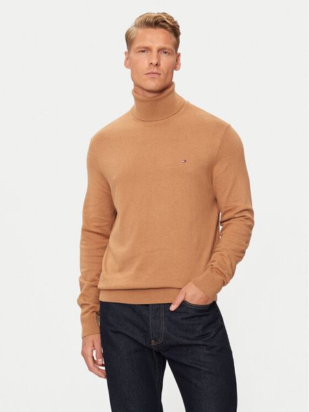 Tommy Hilfiger Golf MW0MW28048 Beżowy Regular Fit. Brązowe swetry męskie Tommy Hilfiger, m, bez wzorów, z bawełny, bez kołnierzyka, bez ramiączek. Za 449.99 zł.