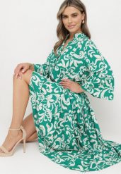 Zielona Wiskozowa Sukienka Ozdobiona Ornamentalnym Wzorem Golilena. Zielone sukienki damskie Born2be, na lato, m, bez wzorów, z materiału, bez kołnierzyka, bez ramiączek, maxi. Za 109.99 zł.