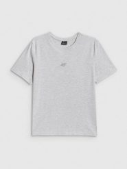 4F T-shirt regular gładki damski - szary XXL. Szare koszulki sportowe damskie 4F, xxl, bez wzorów, z materiału, bez ramiączek, na fitness i siłownię. Za 49.99 zł.