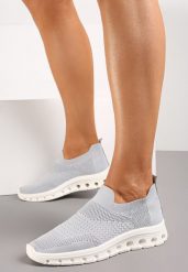 Szare Wsuwane Buty Sportowe z Elastyczną Cholewką do Kostki Asigruna. Szare obuwie sportowe damskie Renee, bez wzorów, bez zapięcia. Za 44.99 zł.