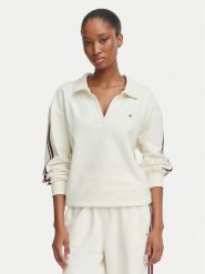 Tommy Hilfiger Bluza Rugby UW0UW06629 Kremowy Relaxed Fit. Białe bluzy damskie Tommy Hilfiger, xs, bez wzorów, z bawełny, bez ramiączek, bez kaptura. Za 329.99 zł.